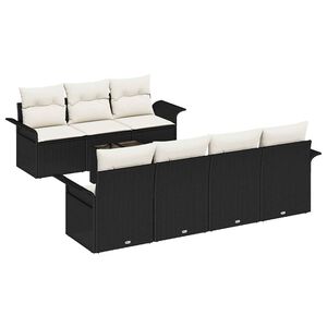 vidaXL Ensemble de canap&eacute; de jardin 8 pcs Noir et Cr&egrave;me polyrotin