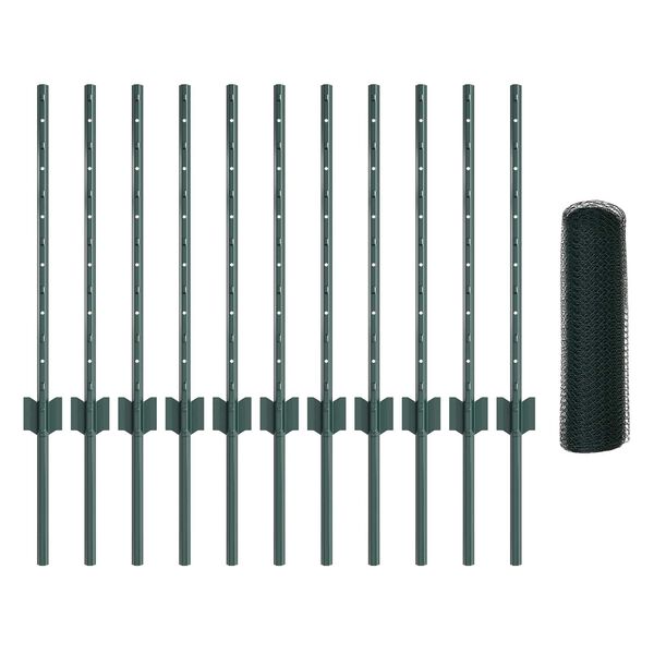 vidaXL Cl&ocirc;ture avec poteau Vert 0,6 x 25 m Acier et PVC