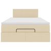 vidaXL Lit ottoman avec matelas et LED cr&egrave;me 120x190 cm tissu