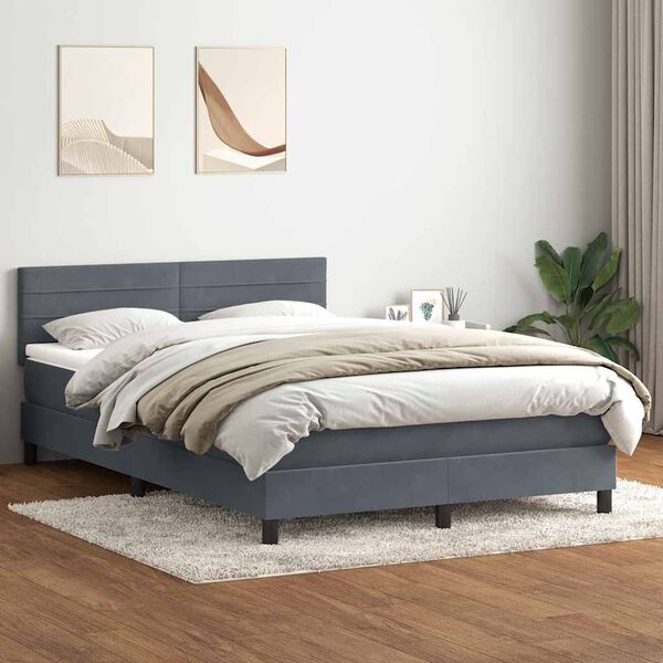vidaXL Sommier à lattes de lit et matelas gris foncé 140x210cm velours