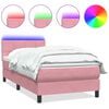 vidaXL Sommier &agrave; lattes de lit avec matelas et LED rose 100x220 cm velours