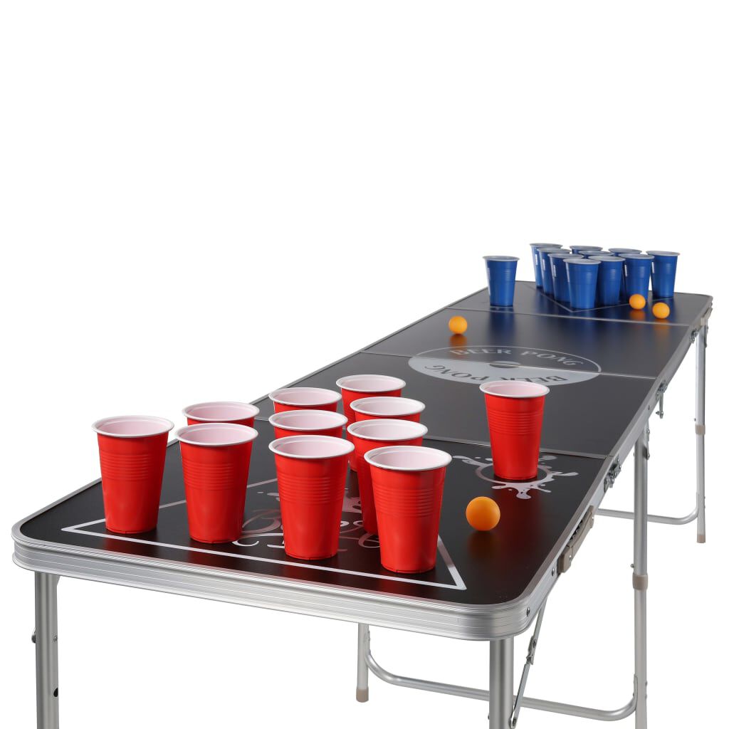 Set Complet Beer Pong - Tapis 180x60 Cm, 22 Tasses, 6 Balles, Règles, Pour Fêtes Intérieur/extérieur - 2