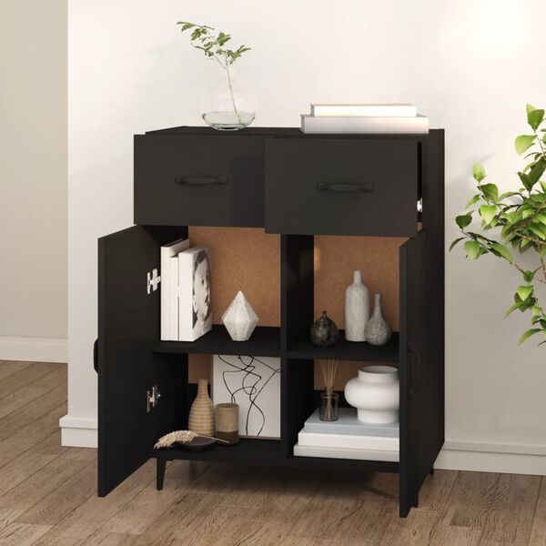 vidaXL Buffet noir 69,5x34x90 cm bois d'ingénierie