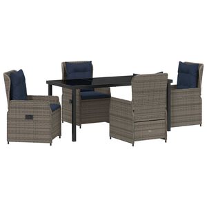 vidaXL Ensemble de salle &agrave; manger pour jardin 5 pcs Gris Poly rotin