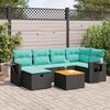 vidaXL Salon de jardin 7 pcs avec coussins noir r&eacute;sine tress&eacute;e