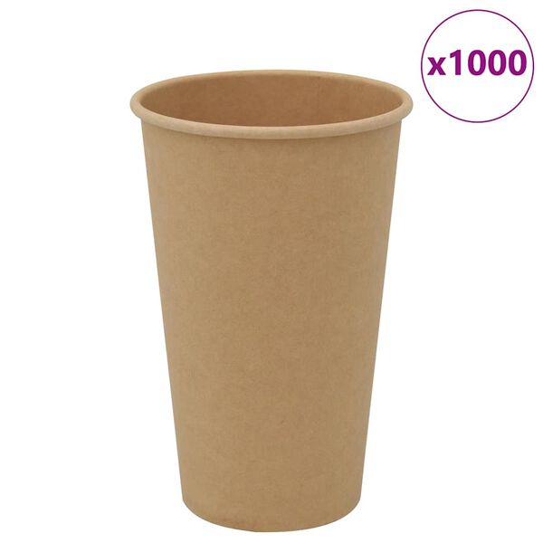 vidaXL Tasses à café en papier 1000 pcs 16oz 400ml marron