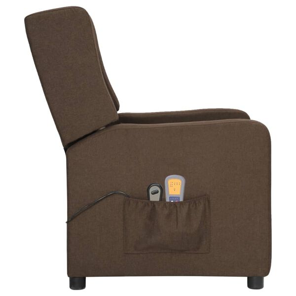 vidaXL Fauteuil &eacute;lectrique de massage Marron Tissu