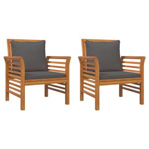 vidaXL Chaises de canap&eacute; coussins gris fonc&eacute; lot de 2 acacia massif
