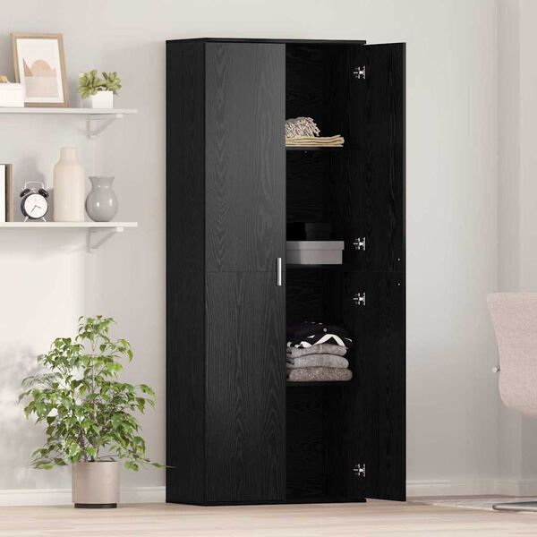 vidaXL Haut Armoire Ch&ecirc;ne noir 70 x 33,5 x 180 cm Bois d'ing&eacute;nierie