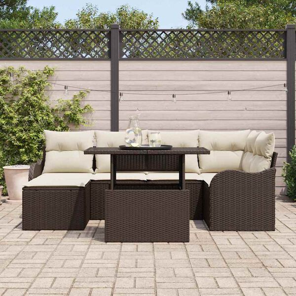 vidaXL Ensemble de canapé de jardin 7 pcs Marron Poly rotin