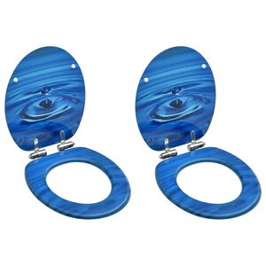 vidaXL Si&egrave;ges WC couvercle &agrave; fermeture douceur 2 pcs MDF Gouttes d'eau