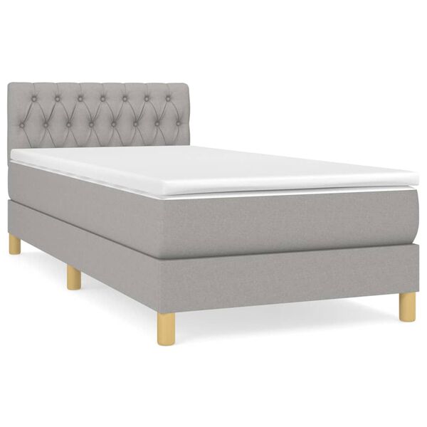 vidaXL Sommier &agrave; lattes de lit avec matelas Gris clair 100x200cm Tissu