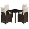 vidaXL Ensemble de bistro de jardin 5 pcs coussins marron poly rotin