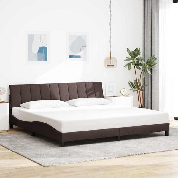 vidaXL Cadre de lit sans matelas Hanko marron fonc&eacute; 200x200 cm tissu