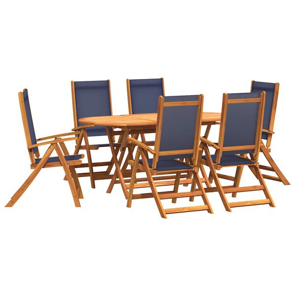 vidaXL Ensemble &agrave; manger de jardin 9pcs bois d'acacia solide textil&egrave;ne