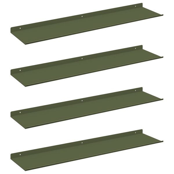 vidaXL &Eacute;tag&egrave;re flottante 4 pcs Vert olive 80 x 18 x 2,5 cm Acier