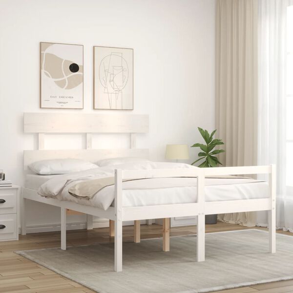 vidaXL Lit pour personne &acirc;g&eacute;e sans matelas blanc bois massif