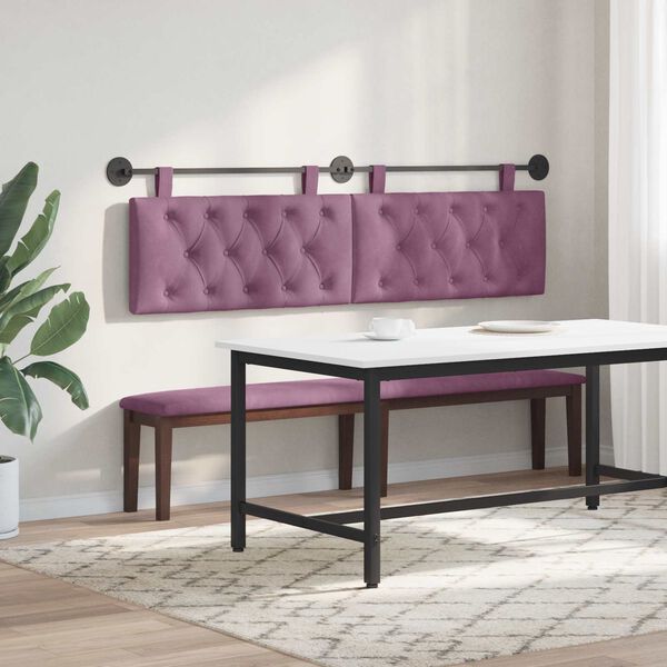 vidaXL T&ecirc;te de lit suspendue Pourpre 190 x 55 x 7 cm Velours