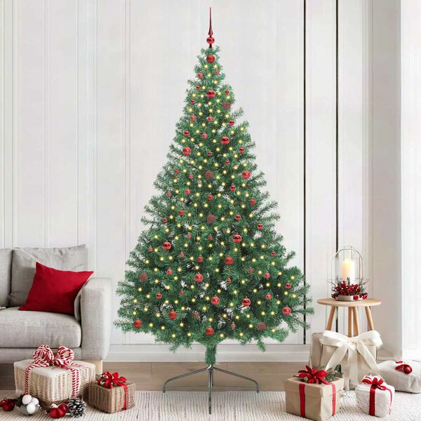 vidaXL Sapin de No&euml;l artificiel pr&eacute;-&eacute;clair&eacute; Vert 240 cm PVC