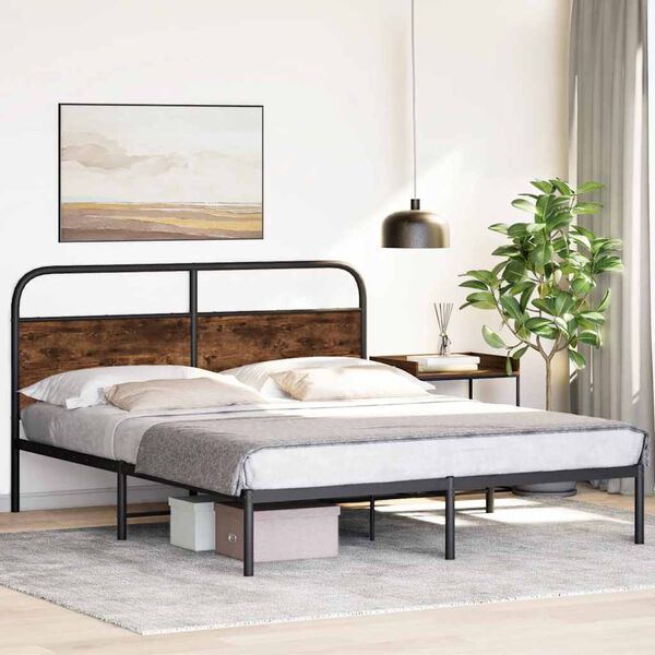 vidaXL Cadre de lit sans matelas 150x200 cm chêne fumé bois ingénierie