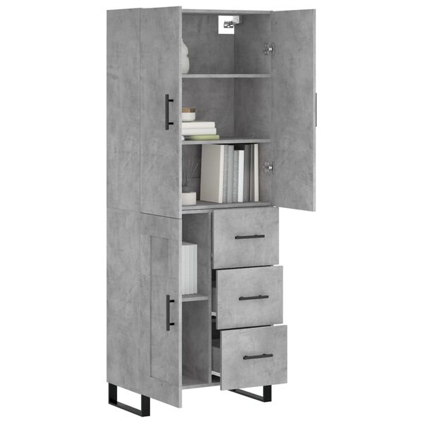 vidaXL Buffet haut Gris béton 69,5x34x180 cm Bois d'ingénierie