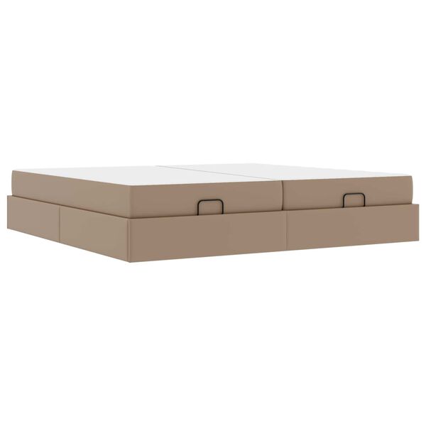 vidaXL Cadre de lit avec matelas avec matelas 2 pcs Tan PVC