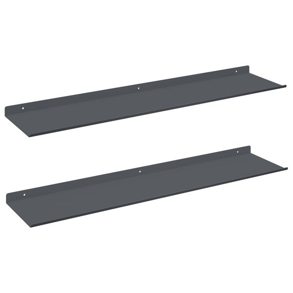 vidaXL &Eacute;tag&egrave;re flottante 2 pcs Anthracite 80 x 18 x 2,5 cm Acier