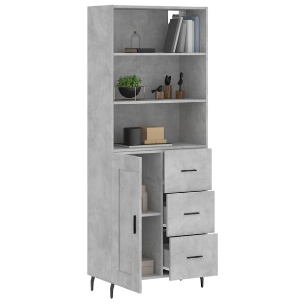 vidaXL Buffet haut Gris b&eacute;ton 69,5x34x180 cm Bois d'ing&eacute;nierie
