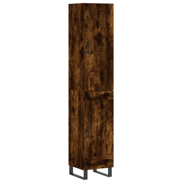 vidaXL Buffet haut Chêne fumé 34,5x34x180 cm Bois d'ingénierie