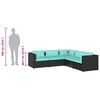 vidaXL Salon de jardin 5 pcs avec coussins Résine tressée Noir
