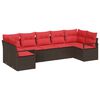 vidaXL Ensemble de canap&eacute; de jardin 7 pcs Marron et rouge polyrotin