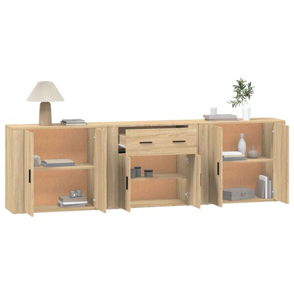 vidaXL Buffets 3 pcs Ch&ecirc;ne sonoma Bois d'ing&eacute;nierie