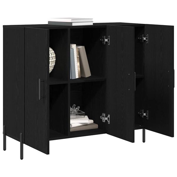 vidaXL Buffet Ch&ecirc;ne noir 90 x 34 x 80 cm Bois d'ing&eacute;nierie