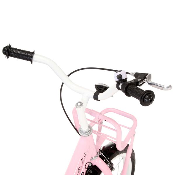 vidaXL V&eacute;lo enfant avec porte-bagages avant 16 pouces Blanc et rose