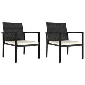 vidaXL Chaises &agrave; manger de jardin lot de 2 r&eacute;sine tress&eacute;e noir
