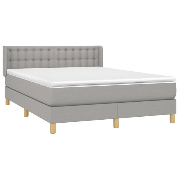vidaXL Sommier &agrave; lattes de lit avec matelas Gris clair 140x200cm Tissu