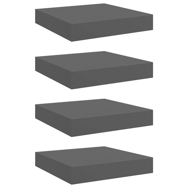 vidaXL &Eacute;tag&egrave;re murale flottante 4 pcs Gris brillant 23x23,5x3,8 cm MDF