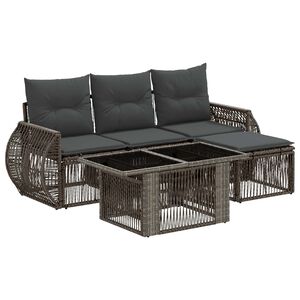 vidaXL Ensemble de canap&eacute; de jardin 5 pc Gris et Gris fonc&eacute; polyrotin