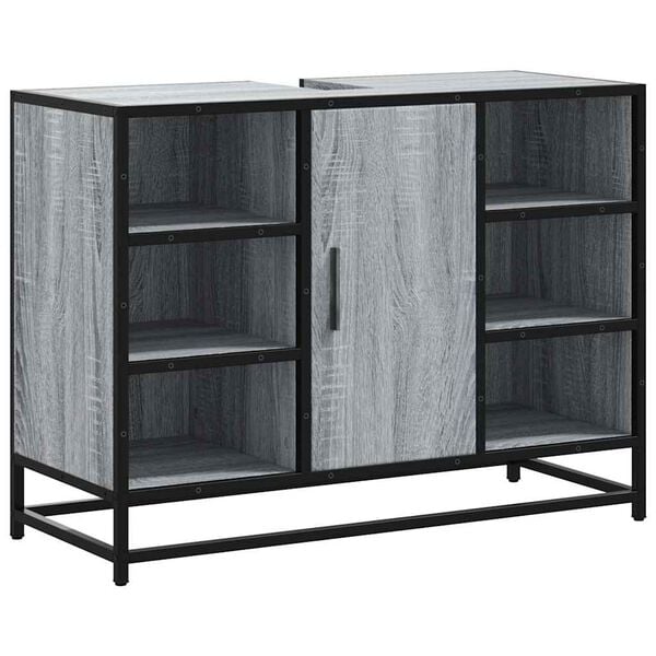 vidaXL Armoire lavabo de salle de bain sonoma gris bois d'ing&eacute;nierie