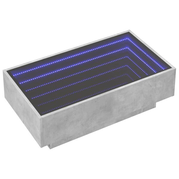 vidaXL Table basse avec LED gris b&eacute;ton 90x50x30 cm bois d'ing&eacute;nierie