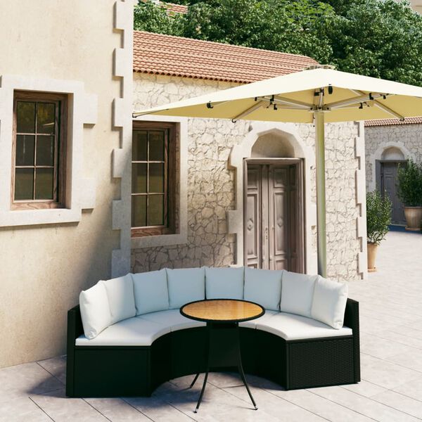 vidaXL Salon de jardin 5 pcs avec coussins R&eacute;sine tress&eacute;e Noir