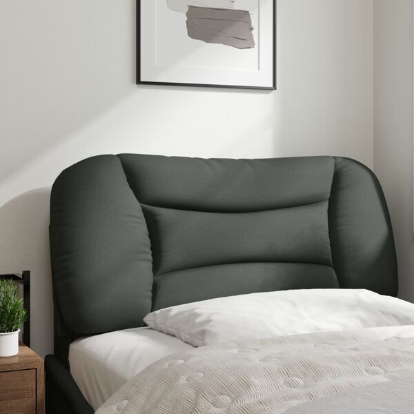 vidaXL Coussin de t&ecirc;te de lit Hvar gris fonc&eacute; 80 cm tissu