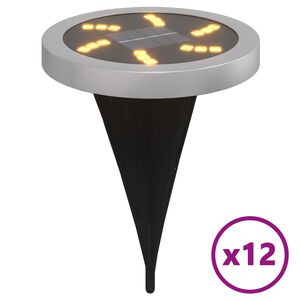 vidaXL Lampes solaires de sol et piquets de sol ext&eacute;rieur 12 pcs