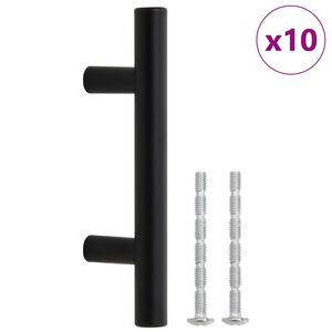 vidaXL Poign&eacute;es d'armoire 10 pcs noir entraxe 64 mm longueur totale 100 mm acier inoxydable