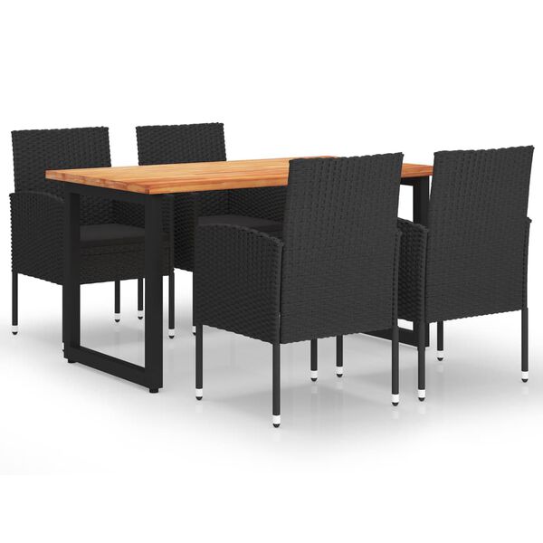 vidaXL Ensemble &agrave; manger de jardin avec coussins 5 pcs r&eacute;sine tress&eacute;e