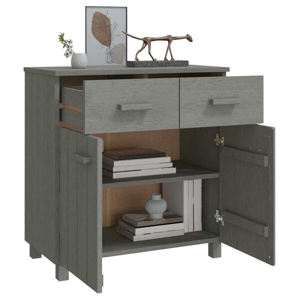 vidaXL Buffet HAMAR Gris clair 79x40x80 cm Bois massif de pin