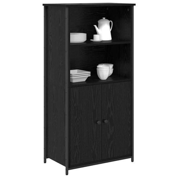 vidaXL Haut Armoire Ch&ecirc;ne noir 62 x 36 x 121,5 cm Bois d'ing&eacute;nierie