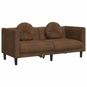vidaXL Canap&eacute; &agrave; 2 places avec coussins marron similicuir daim