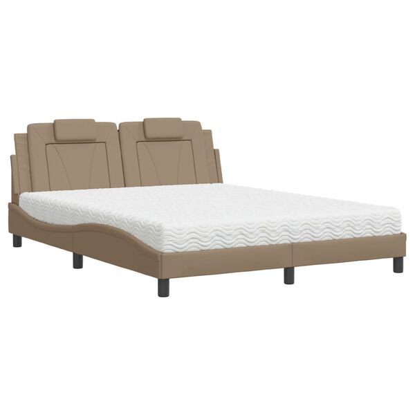 vidaXL Lit Viana avec matelas cappuccino 160x200 cm similicuir