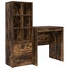 vidaXL Bureau avec tiroir avec &eacute;tag&egrave;re avec stockage 2 pcs Ch&ecirc;ne fum&eacute;